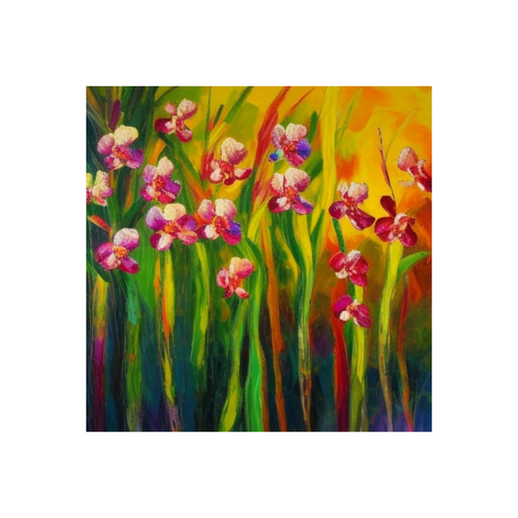 Lovely Summer Orchids Impressionist Art Print